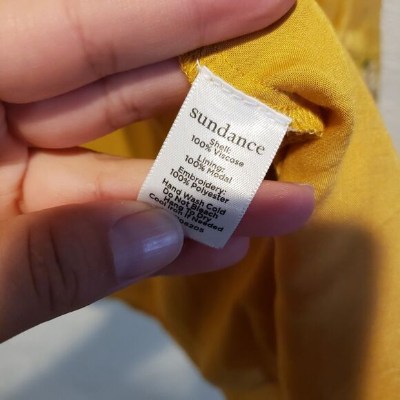 Sundance Catalog Yellow Embroidered Bird “Golden Hopes Top” Size PM $158 - Picture 5 of 11